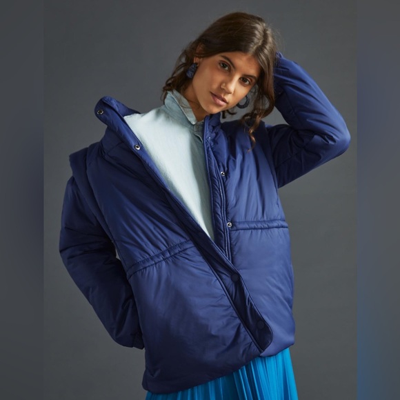 Anthropologie Jackets & Blazers - Anthropologie Maeve Navy Puffer Jacket / Convertible Vest | XL